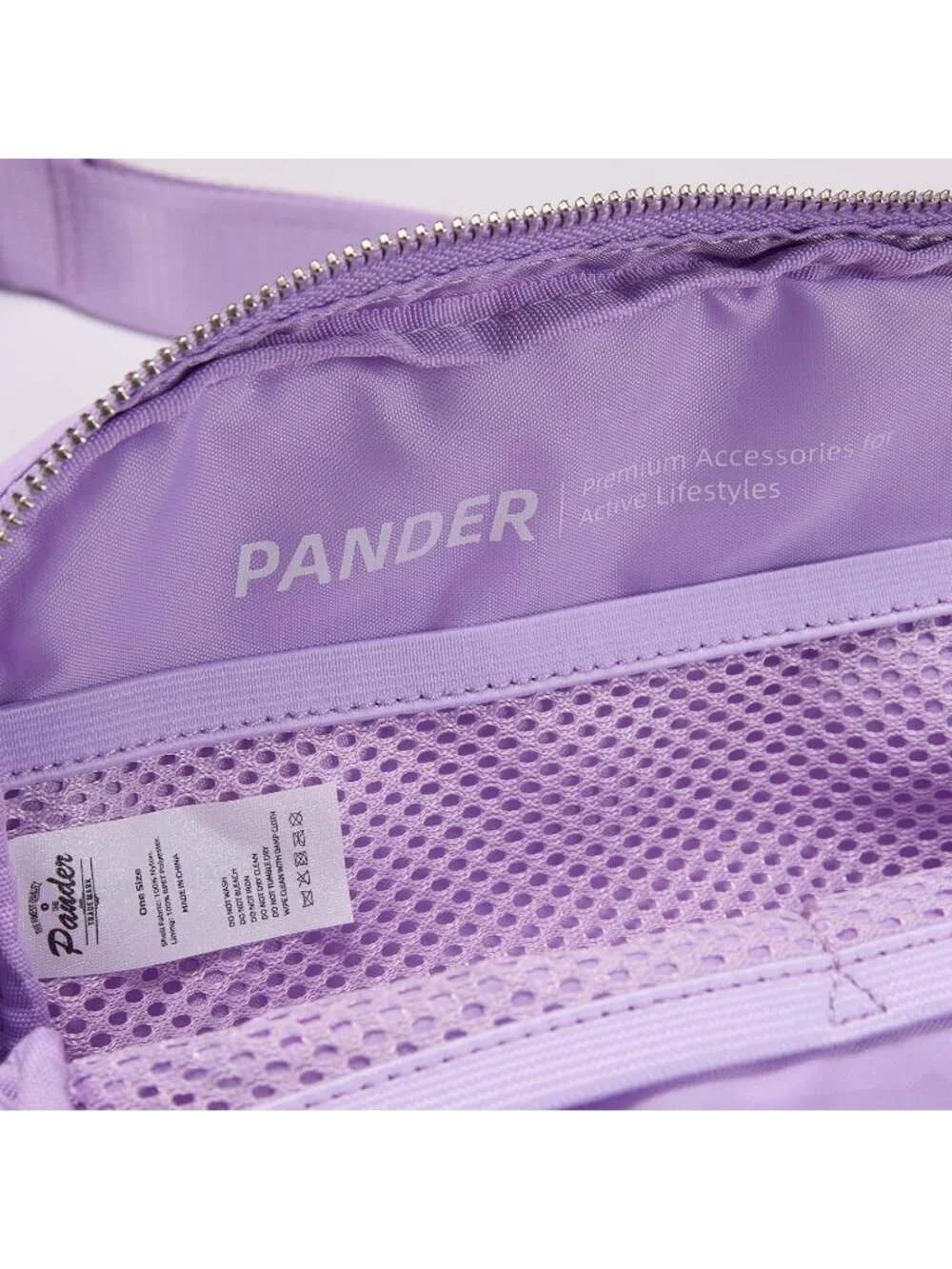 Men's Lilac Purple Crossbody Belt Bag Wide Zipper Adjustable Strap 3-Pockets